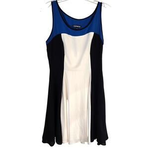 Express Women's Dress 6 White Black Blue Sleeveless Misses Size Small S